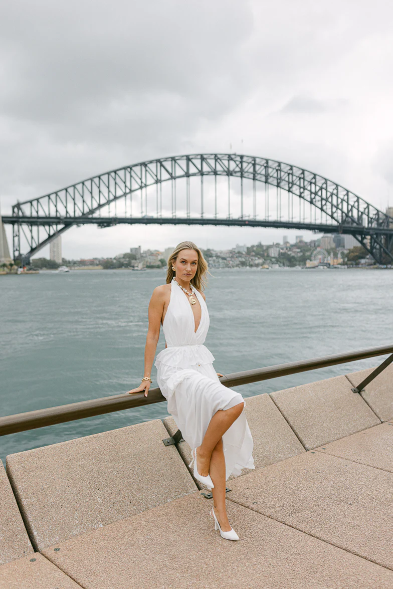 Harbour Plunge Maxi Dress - White