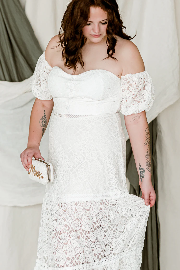 Demi Off the Shoulder Lace Gown