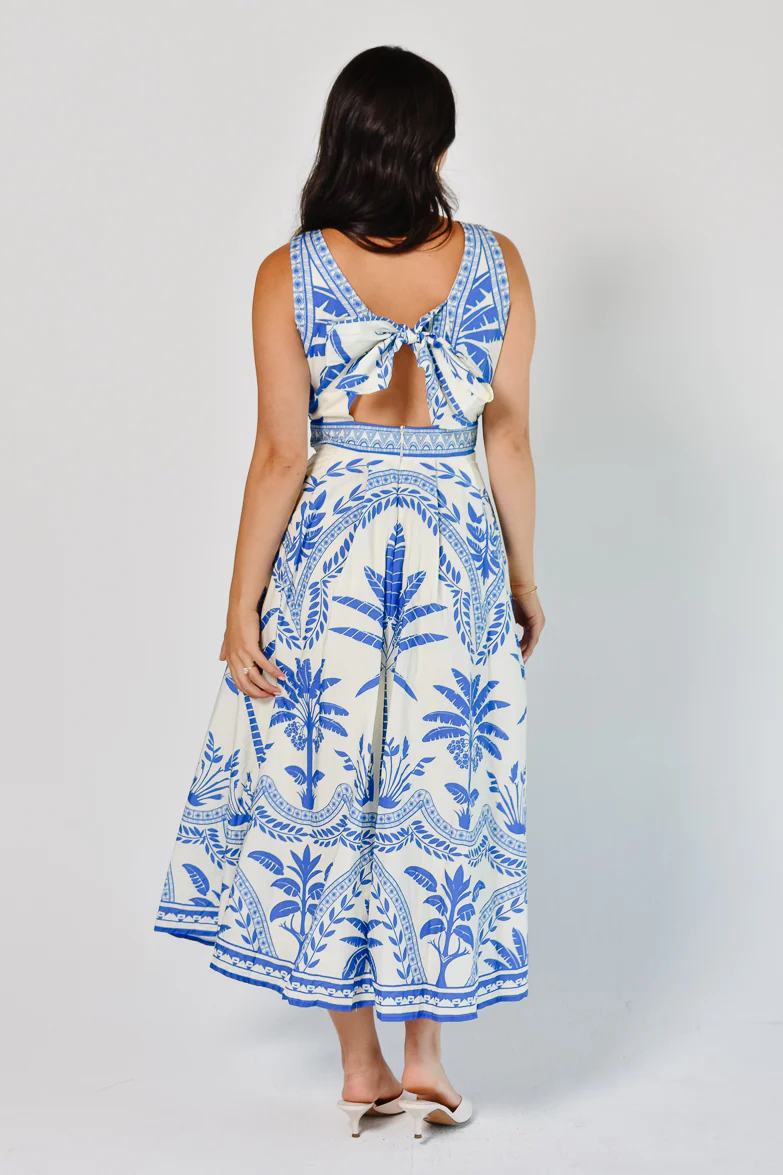 Noto Palm Midi Dress
