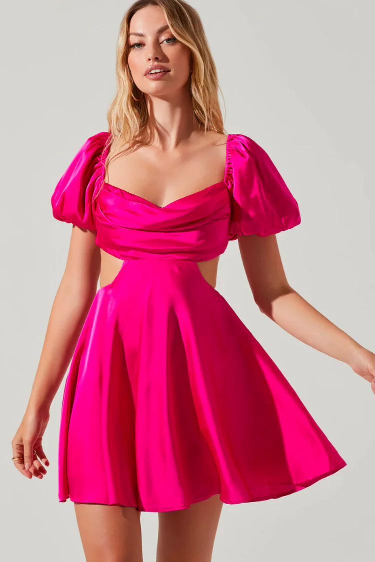 Clarita Cutout Puff Sleeve Mini Dress - FINAL SALE