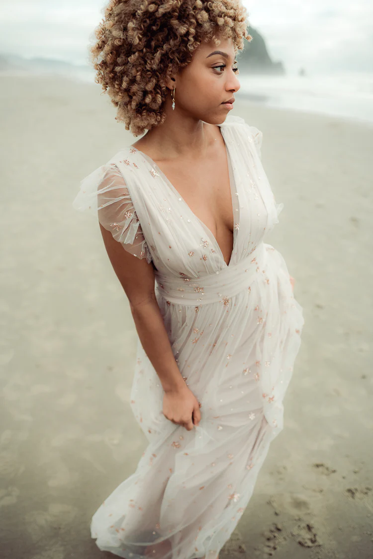 Starry Eyed Glitter Star Mesh Maxi - Pink