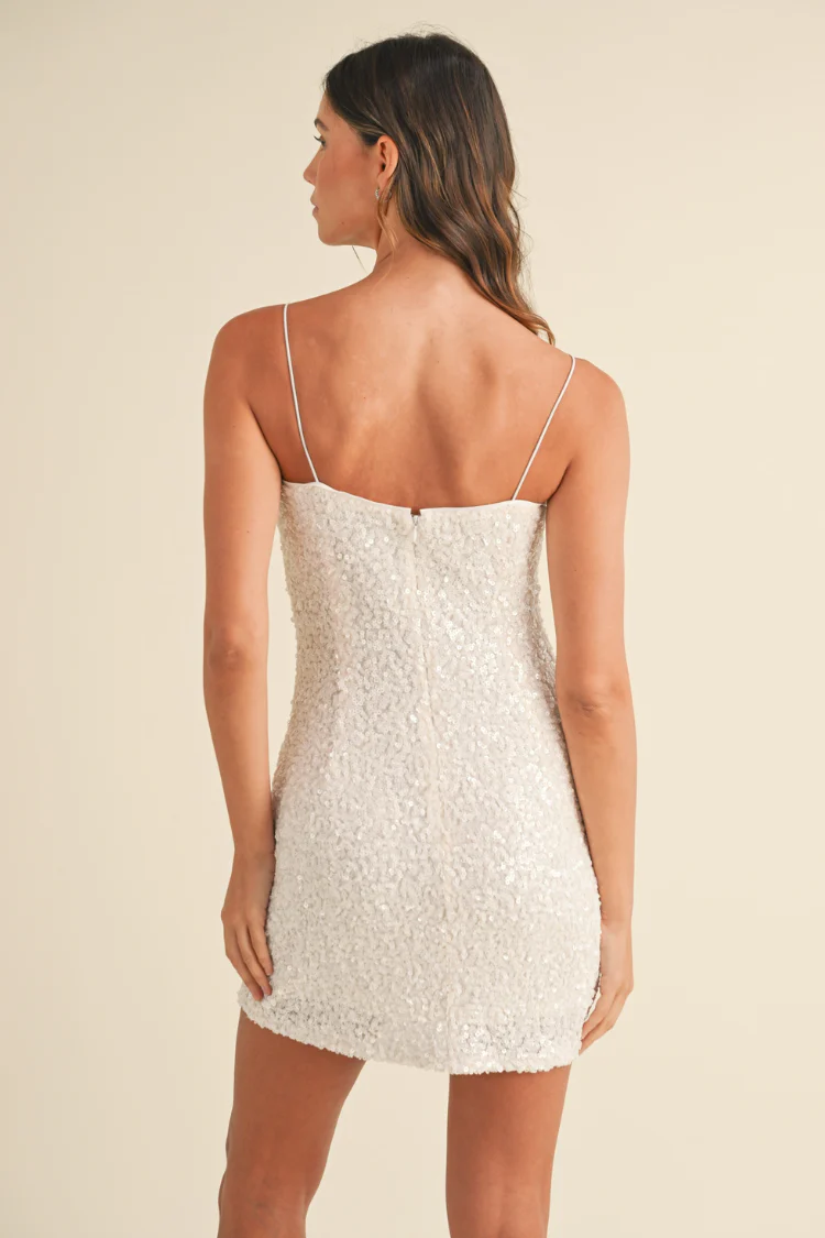 Danni White Sequin Mini with Rhinestone