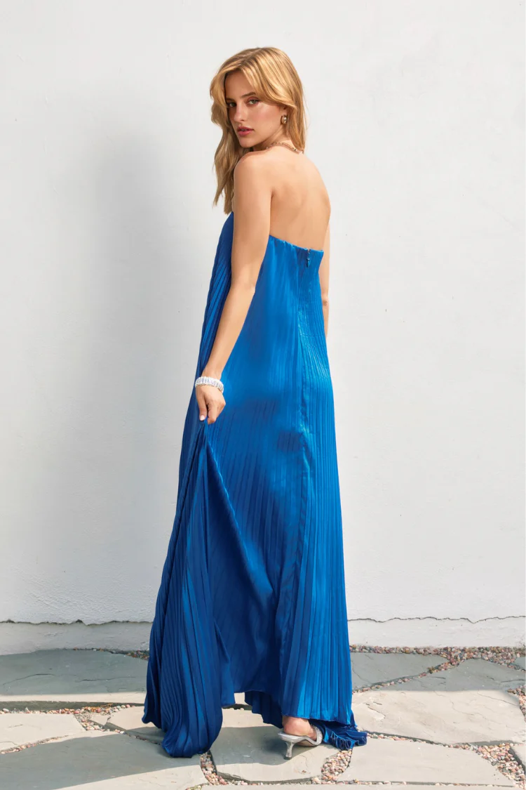 Moonlit Pleated Maxi Dress - Sapphire
