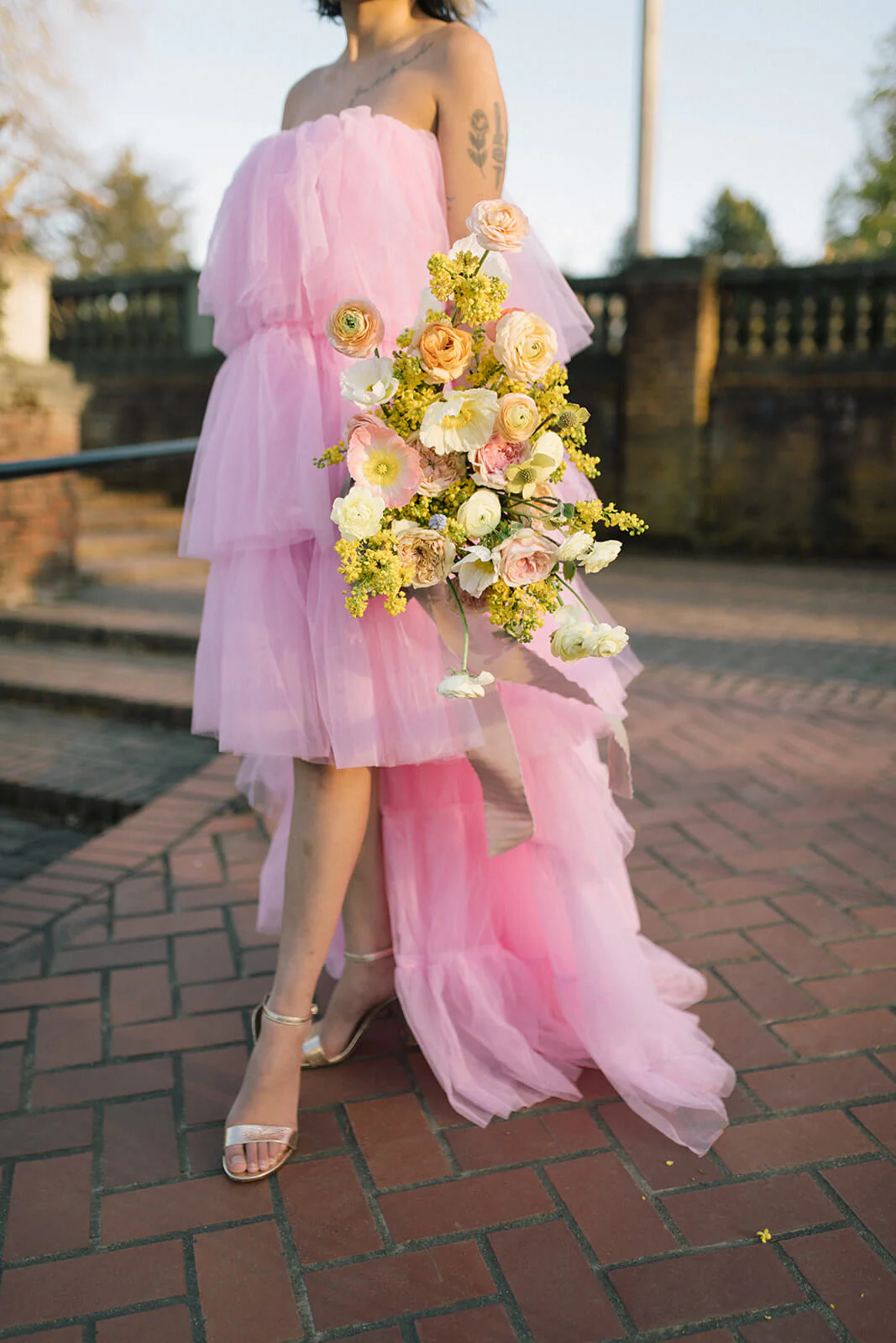 Chloe Pink Tulle High-Low Maxi Dress