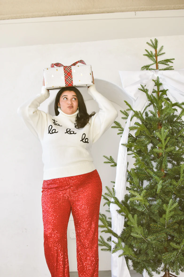 Dorit Red Sequin Flared Pants