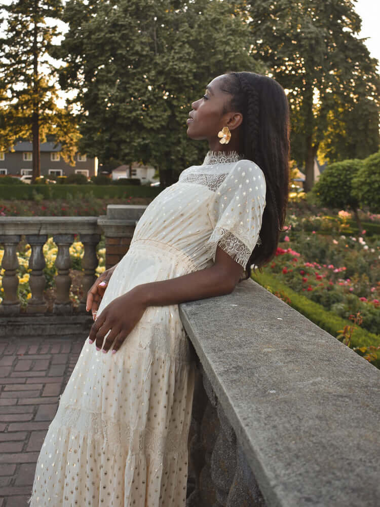 Genevieve Gold Dot Dress - Ivory - FINAL SALE