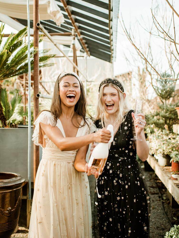 Starry Eyed Sequin Star Mesh Maxi - Black