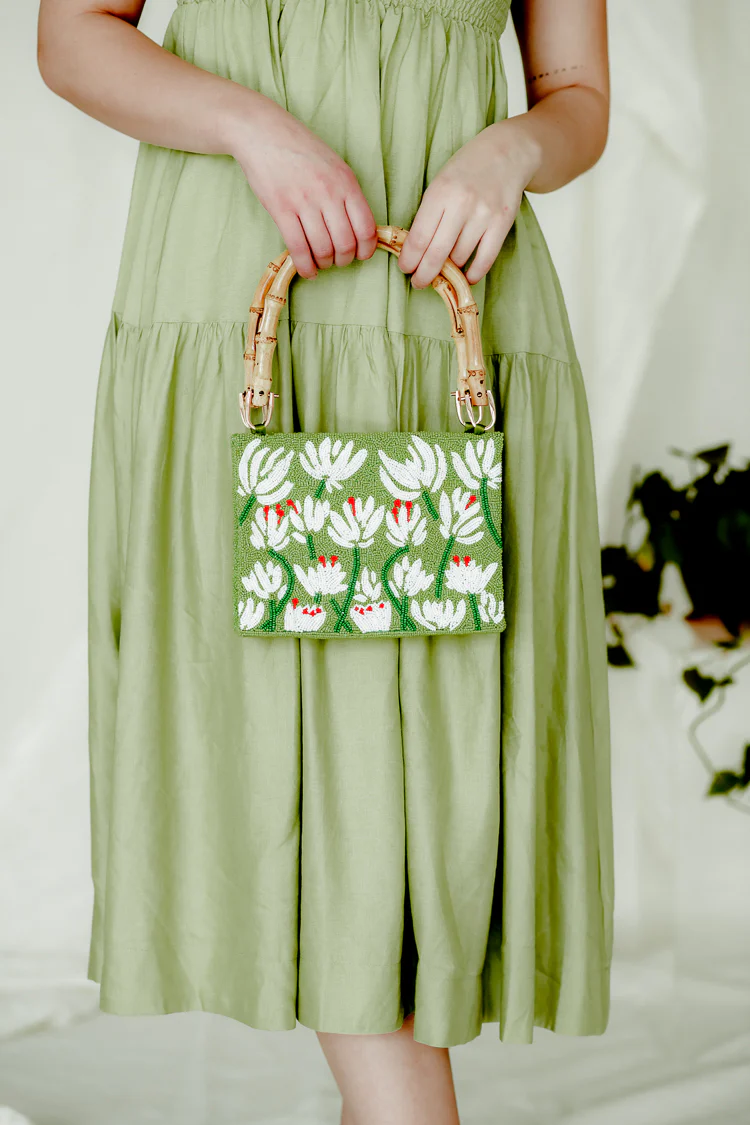 Marlene Square Neck Smocked Midi Dress - Green - FINAL SALE