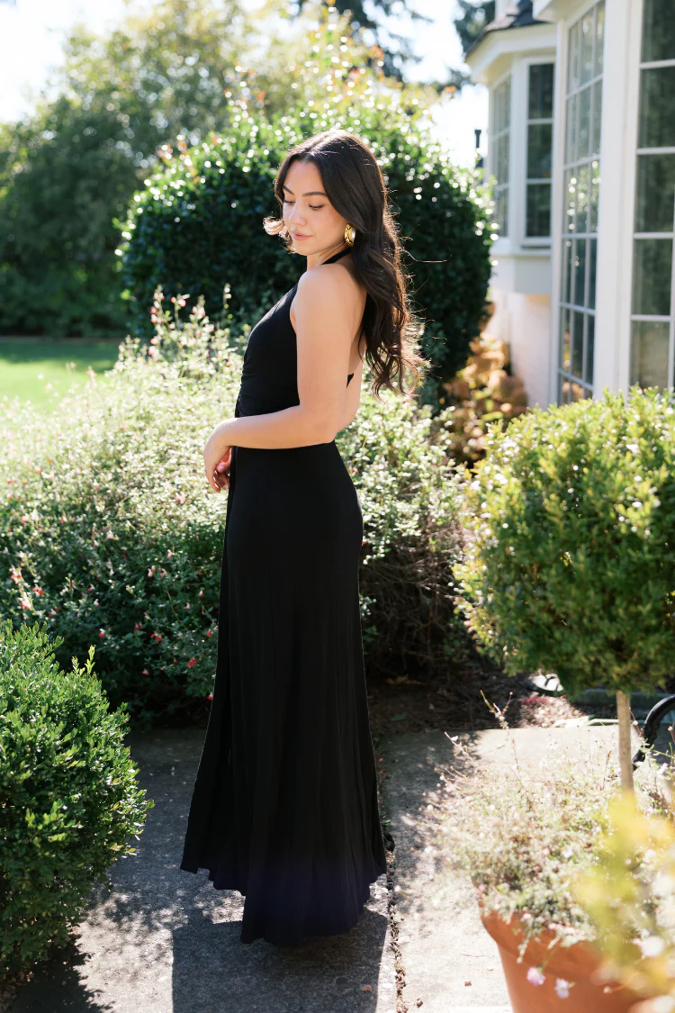 Rhoda Black Plunge Maxi Dress