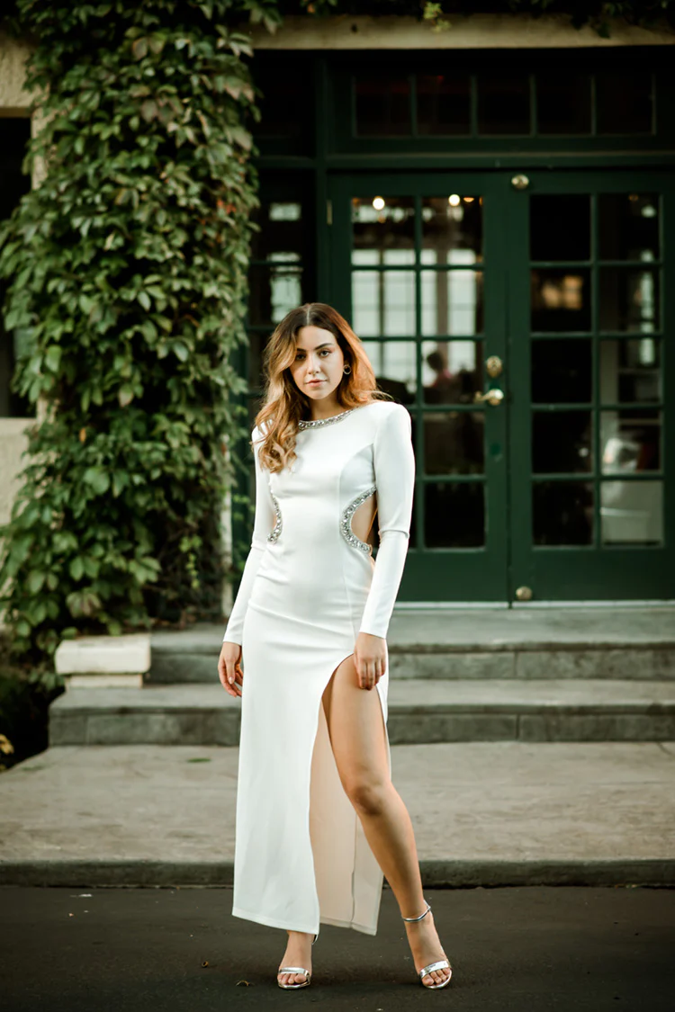 Gigi White Maxi with Rhinestone Trim - FINAL SALE