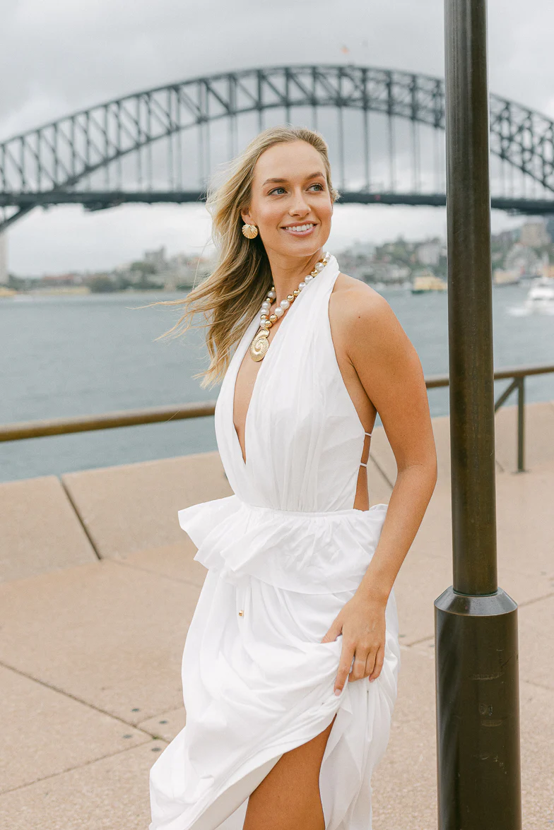 Harbour Plunge Maxi Dress - White