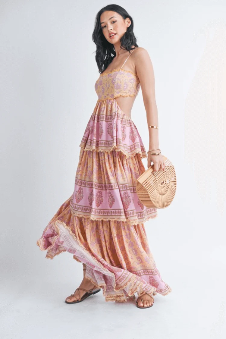 Paia Boho Tiered Maxi Dress