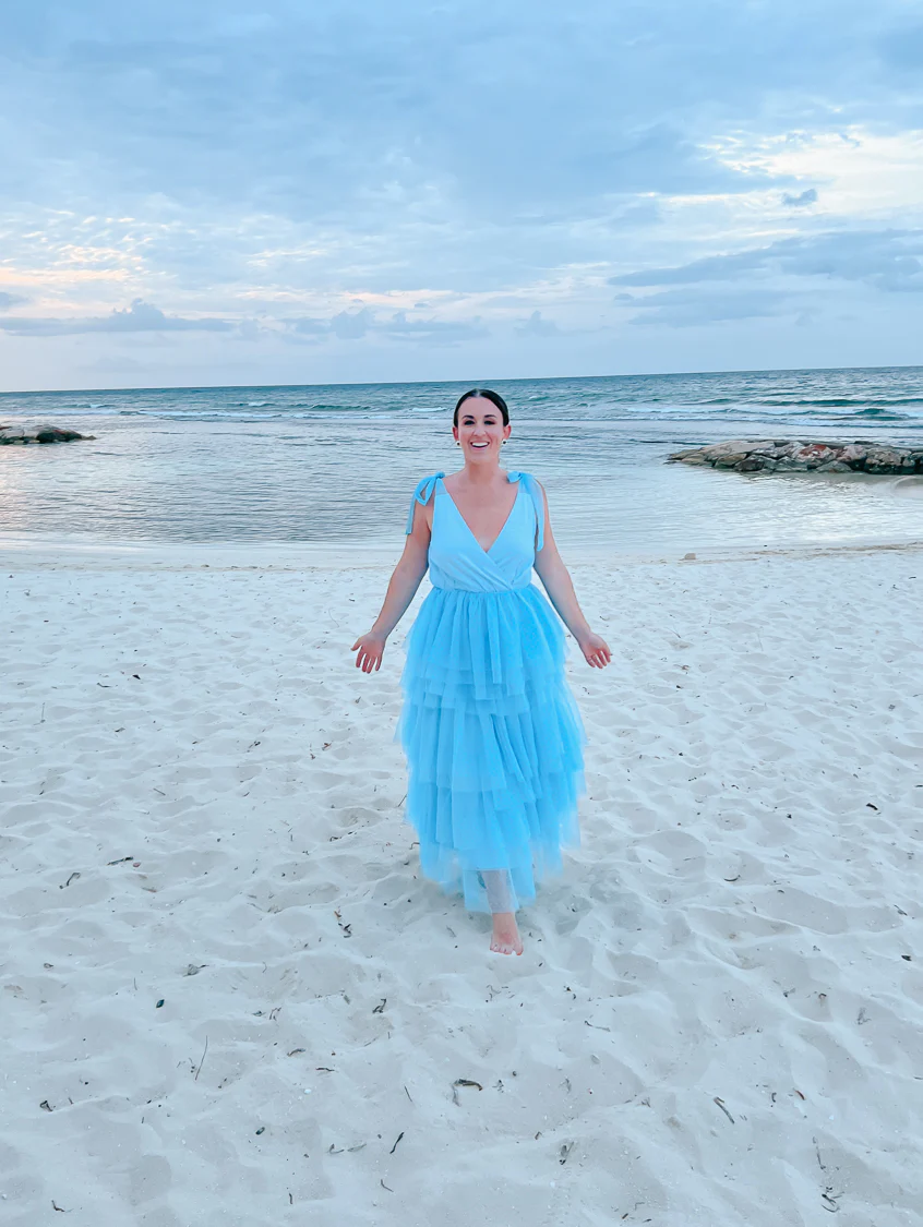Mare Tiered Blue Tulle Midi Dress - FINAL SALE