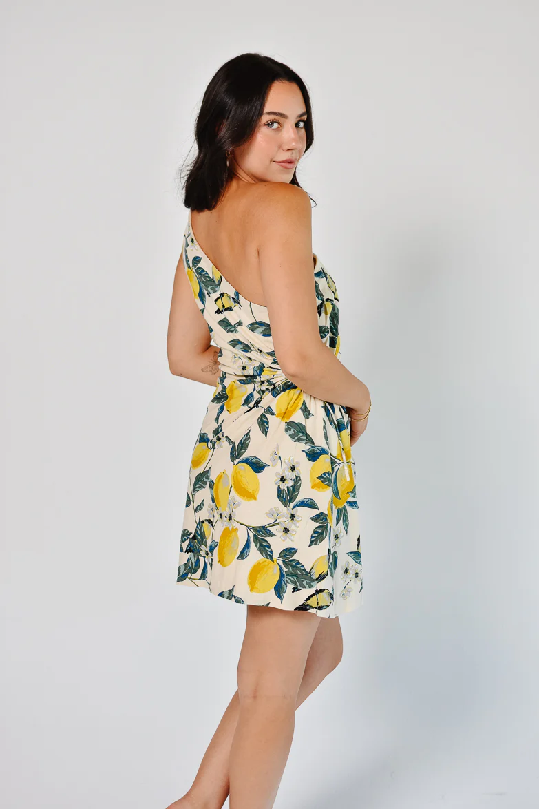 Ravello Lemon Print Mini Dress