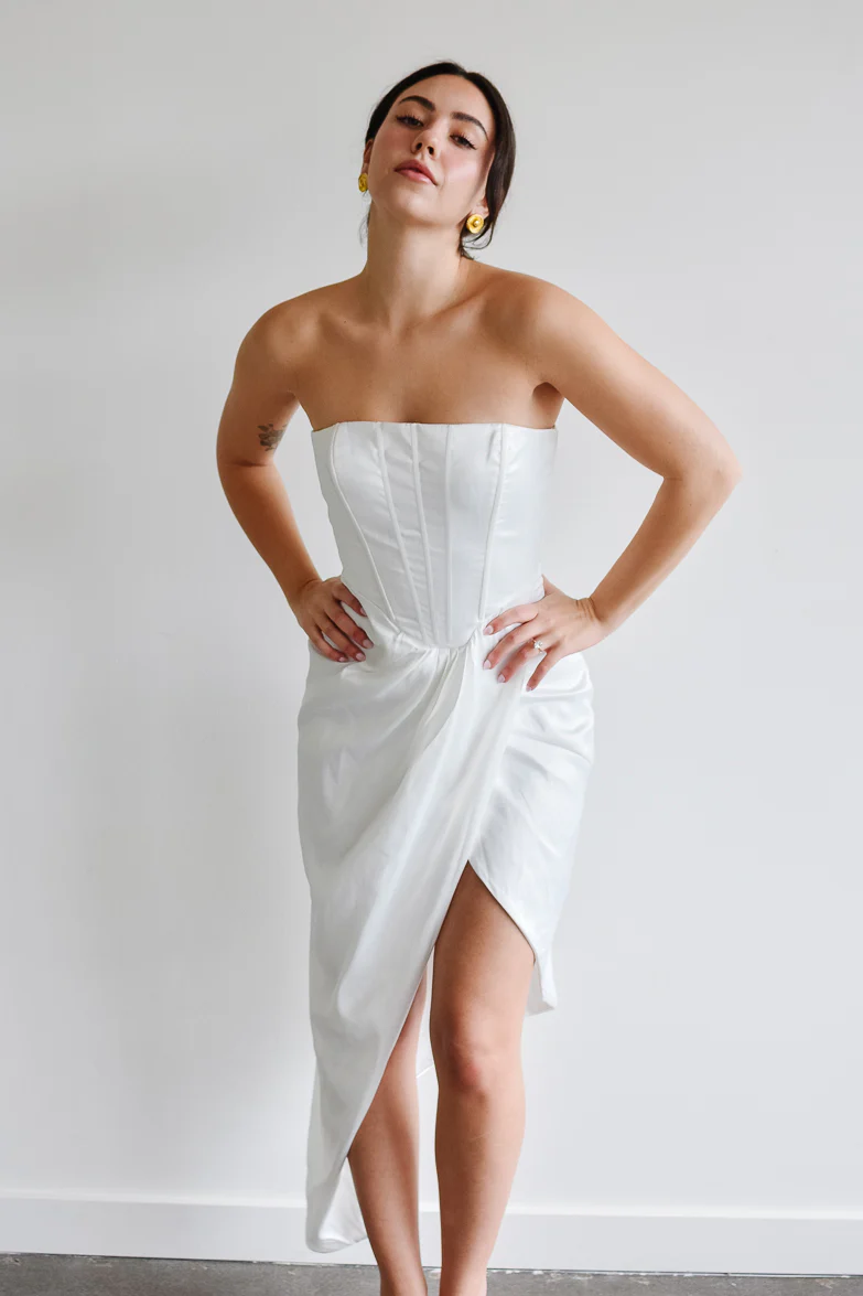 Darlington White Corset Midi Dress