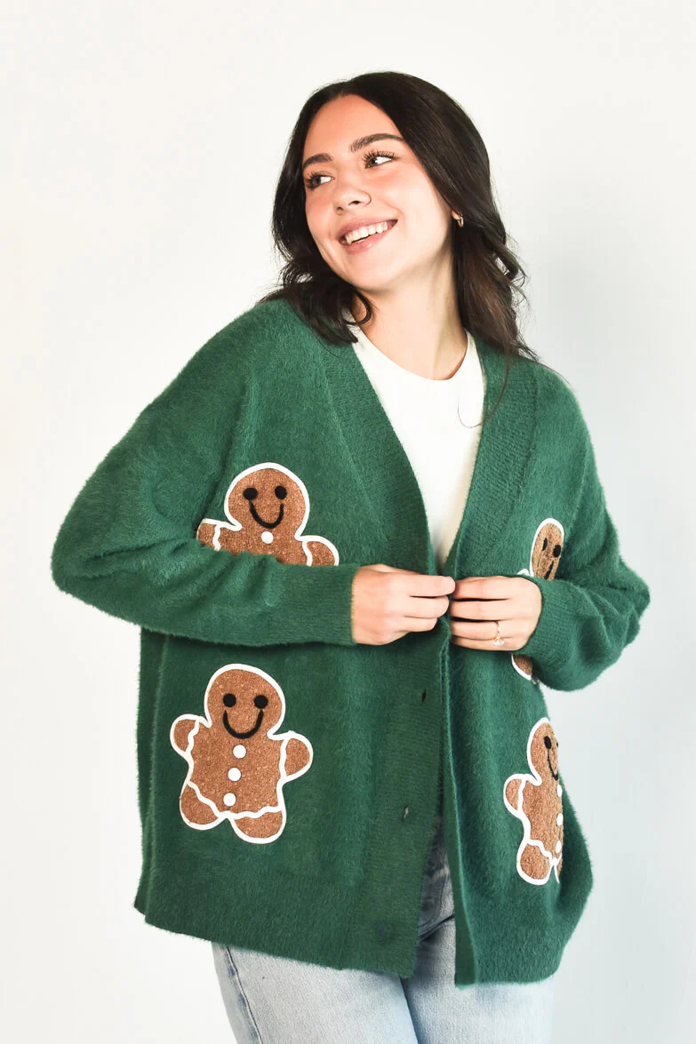 Gingerbread Man Varsity Cardigan