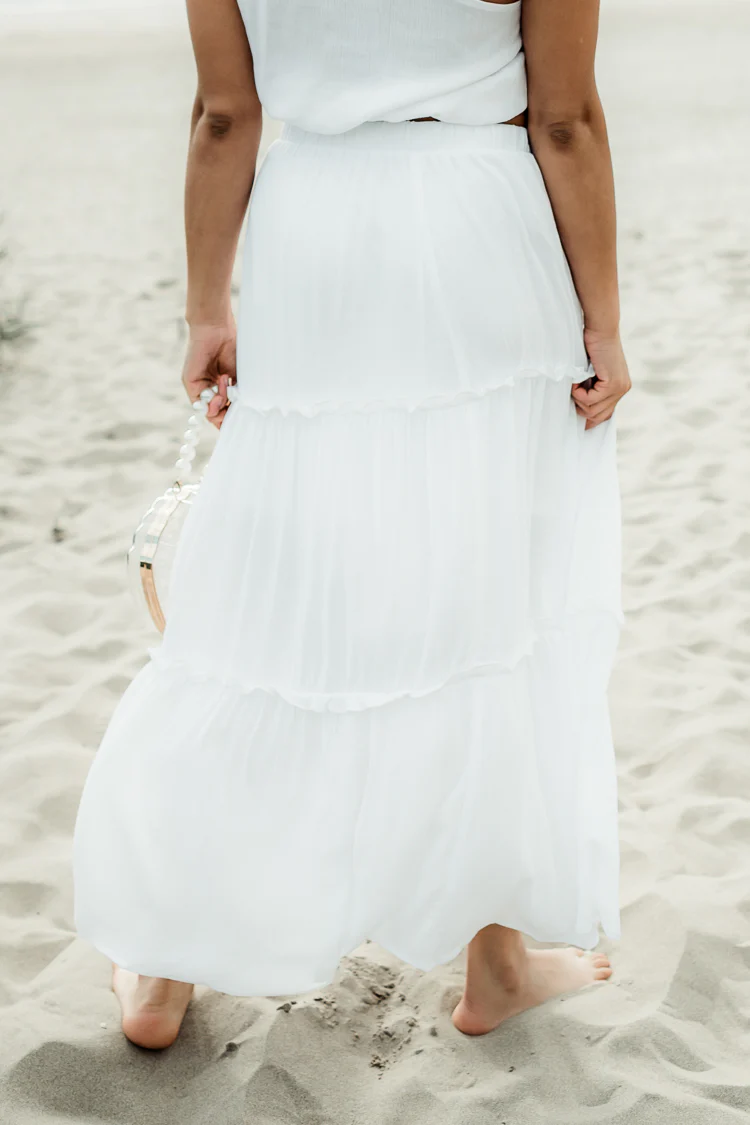 Tiana White Maxi Skirt