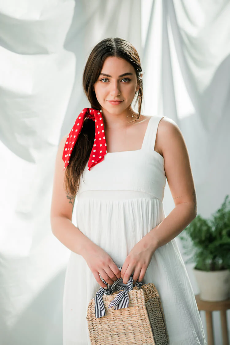 Cristina Bow-Tie Back Midi Dress - White