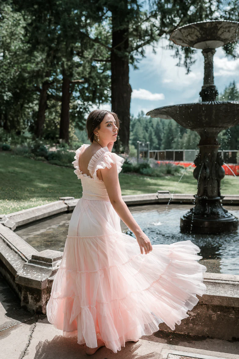 Fiori Tulle Tiered Maxi Dress - Pink - FINAL SALE