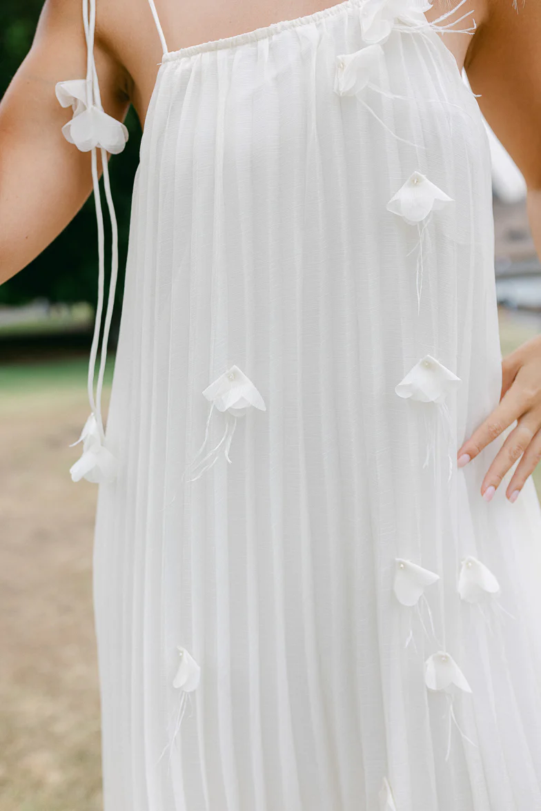 Isla 3D Floral Midi Dress - Cream