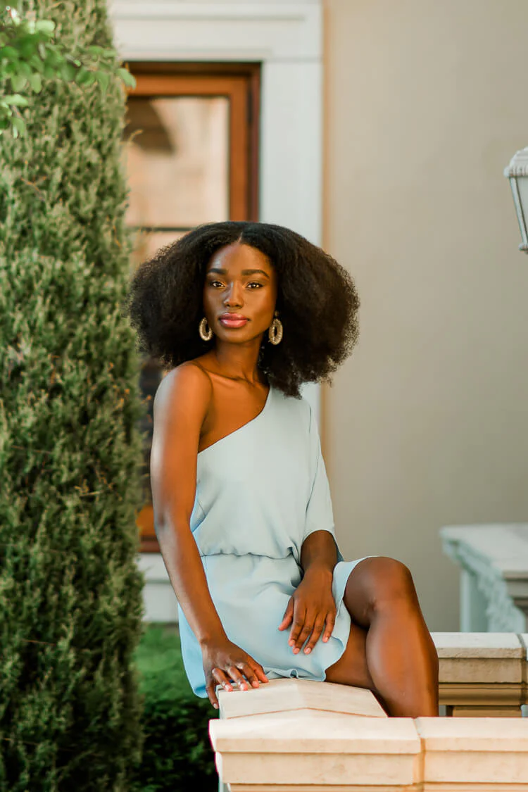 Mykonos One Shoulder Blue Mini Dress