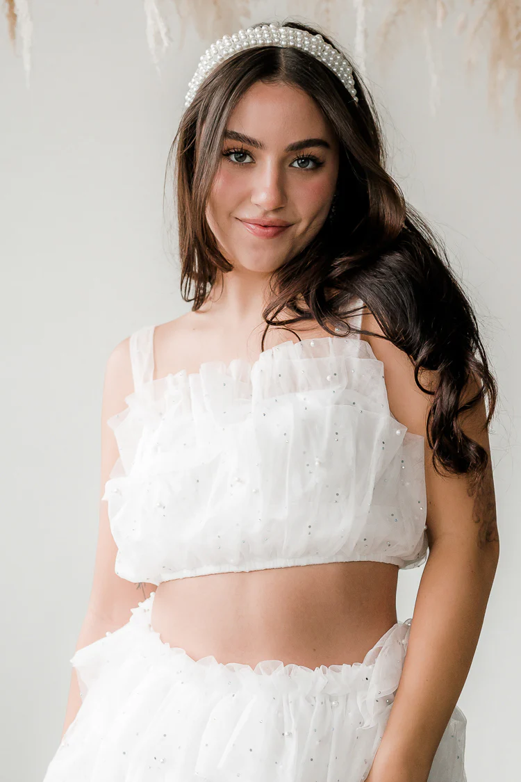 Paulina Pearl Studded Crop Top