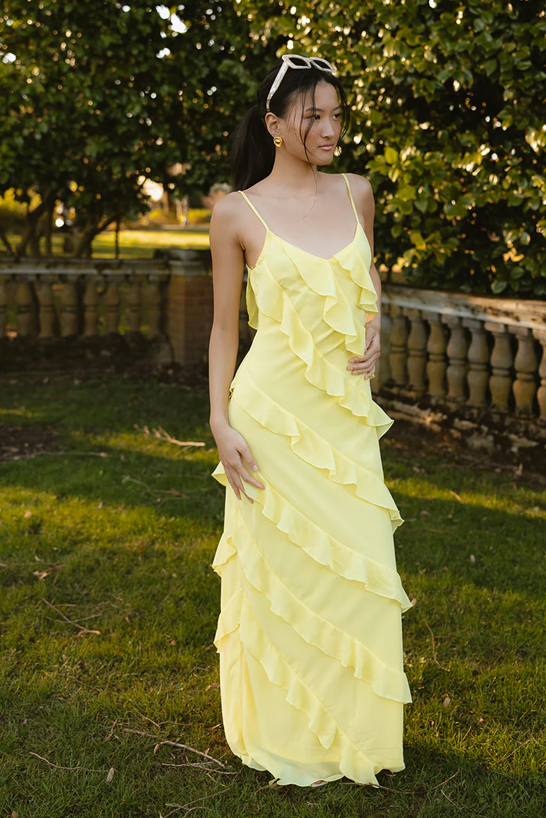 Gisele Yellow Ruffle Maxi Dress - FINAL SALE