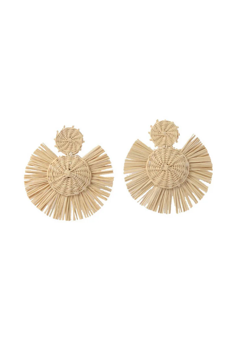 Rosario Iraca Palm Earrings - Natural