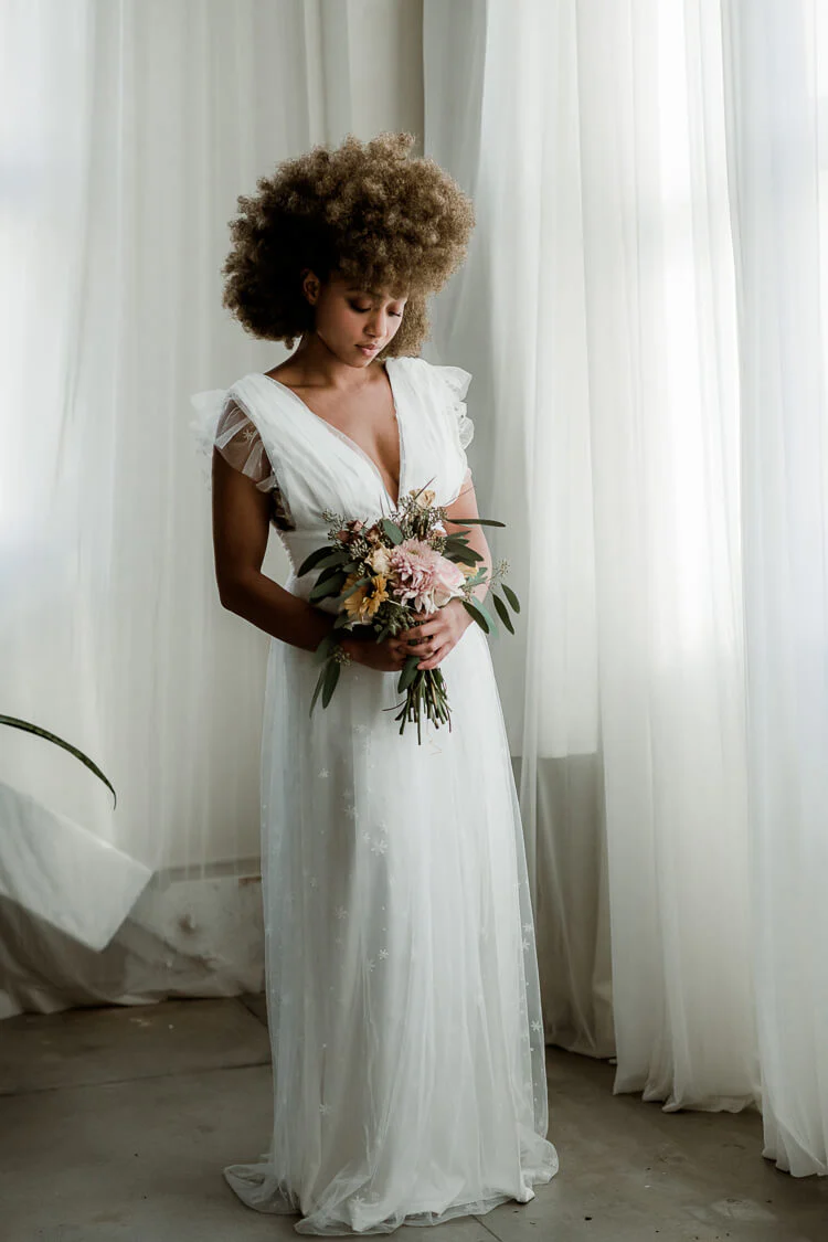 Starry Eyed Glitter Star Mesh Maxi - White