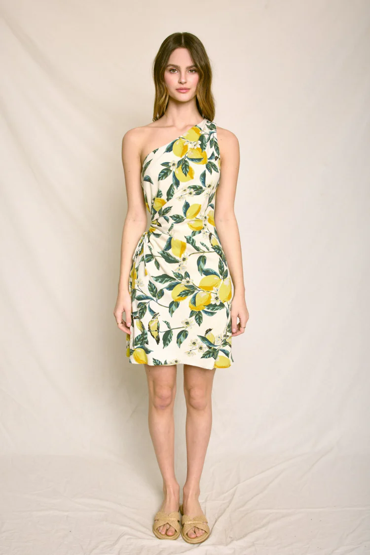 Ravello Lemon Print Mini Dress