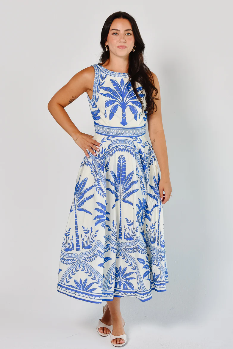 Noto Palm Midi Dress