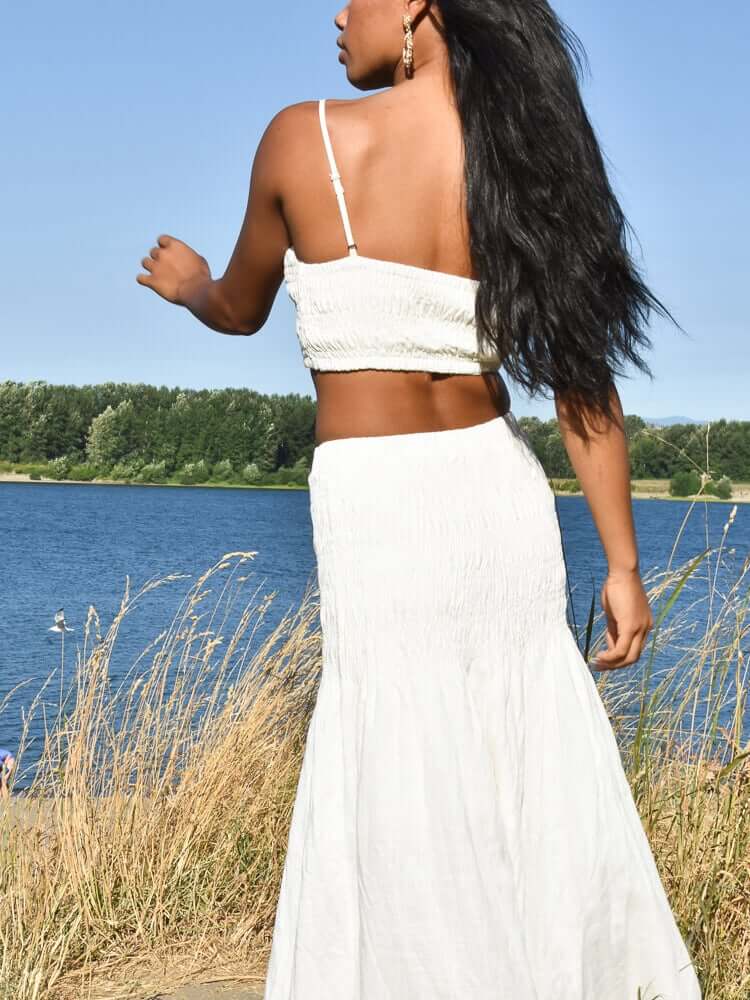 Gracie Cream Smocked Linen Two Piece Set - FINAL SALE