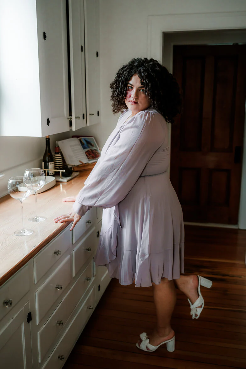 Leslie Mauve Wrap Mini Dress