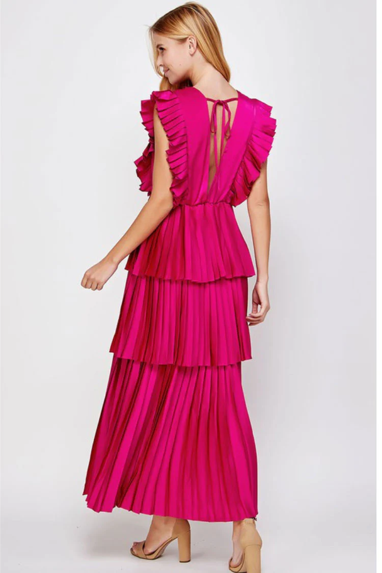 Clara Ruffle Tier Maxi Dress - Pink