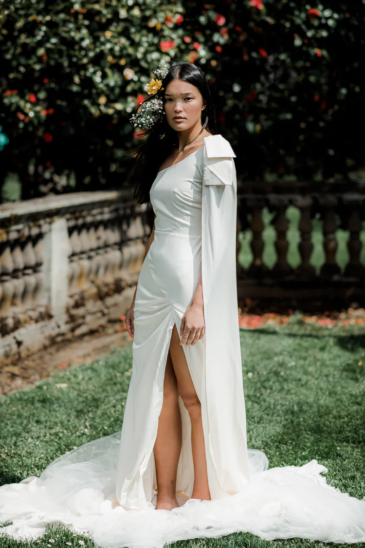 Caila One Shoulder Maxi with Cape - FINAL SALE