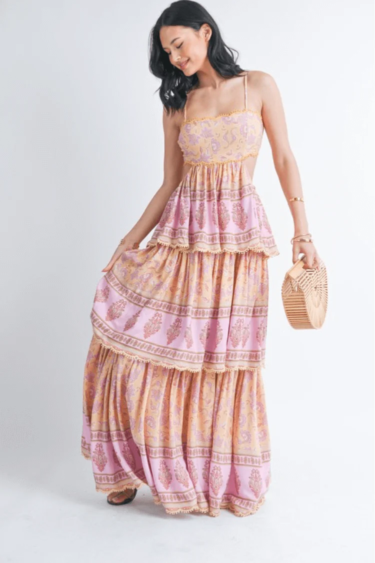 Paia Boho Tiered Maxi Dress