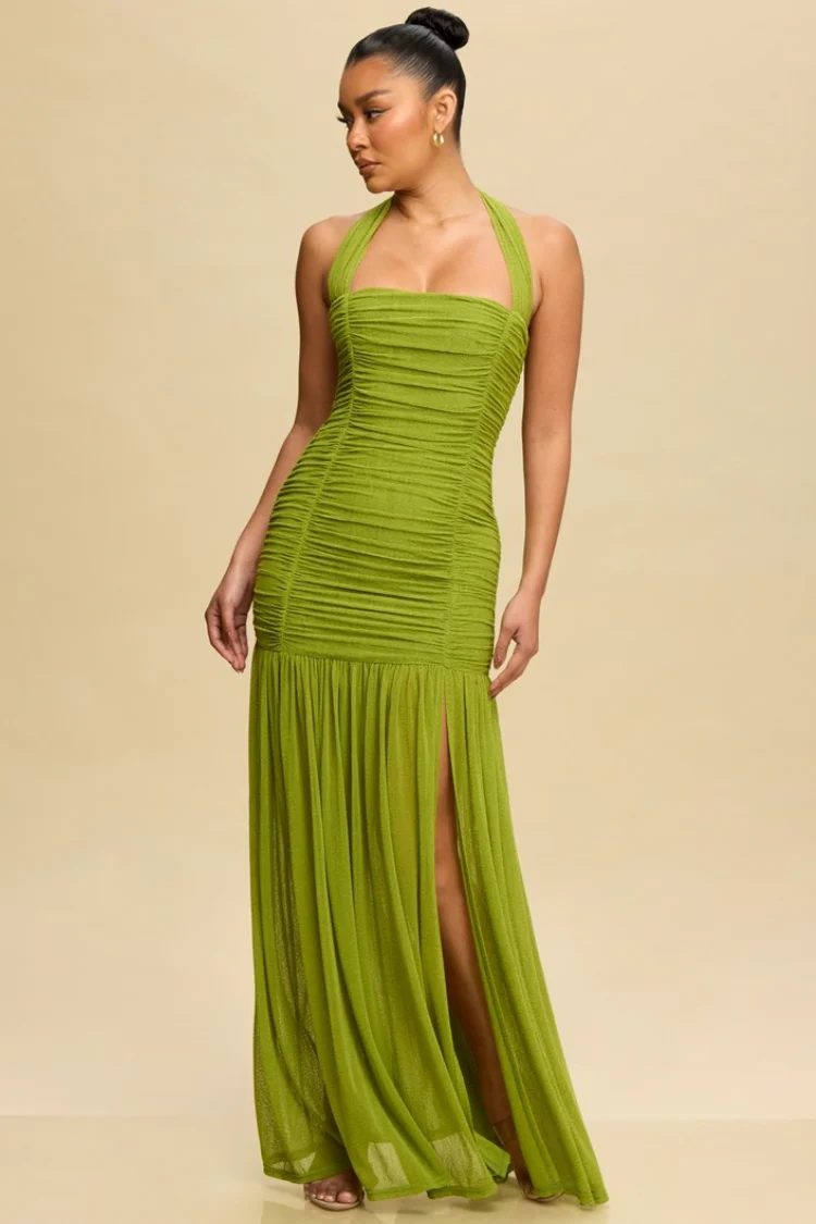 Estelle Ruched Maxi Dress - Olive