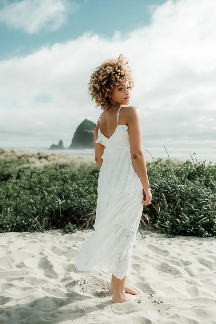 Marie White Tiered Maxi Dress