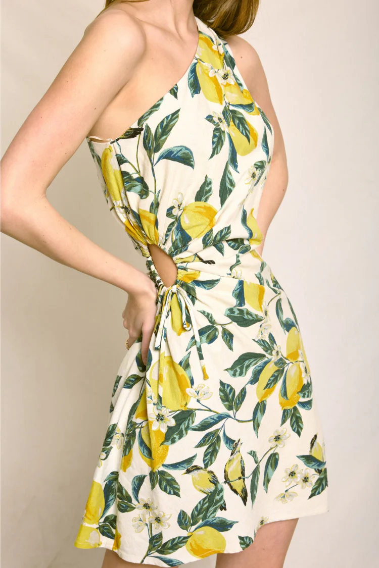 Ravello Lemon Print Mini Dress