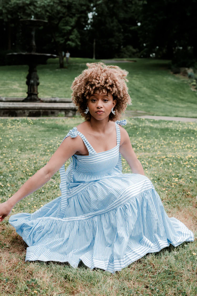 St. Simons Blue and White Striped Maxi Dress - FINAL SALE