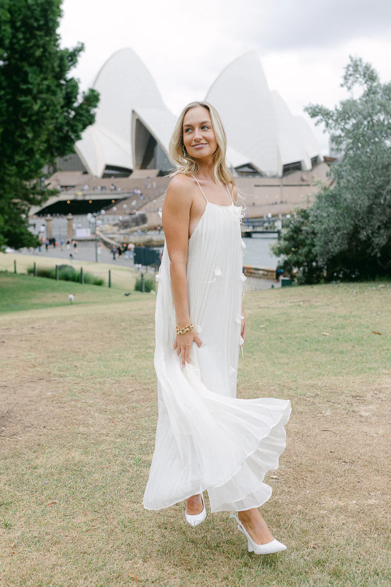 Isla 3D Floral Midi Dress - Cream