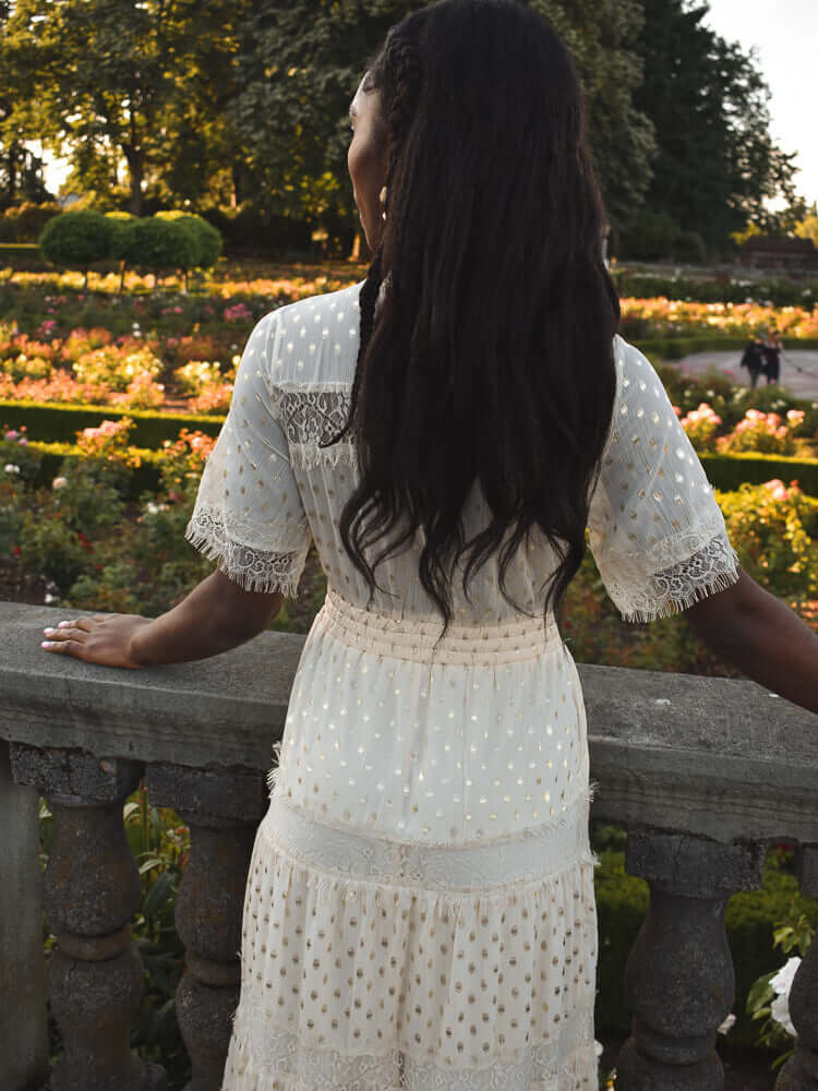 Genevieve Gold Dot Dress - Ivory - FINAL SALE