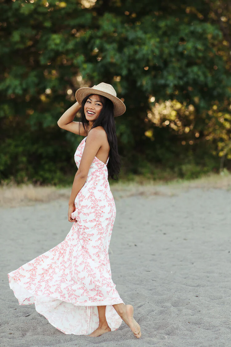 Martinique Coral Floral Maxi Dress