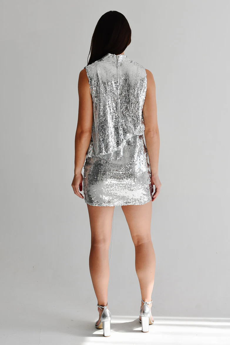 Rockstar Silver Sequin Mini Dress - FINAL SALE
