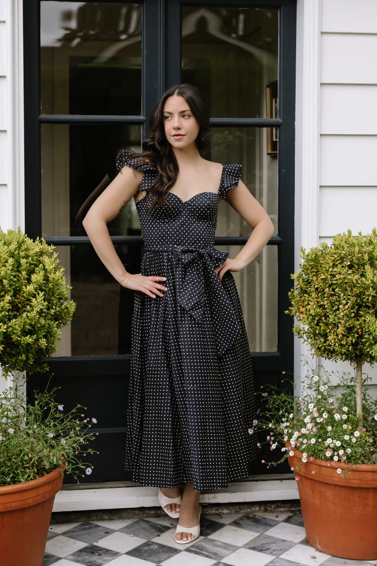 Monaco Polka Dot Corset Midi Dress