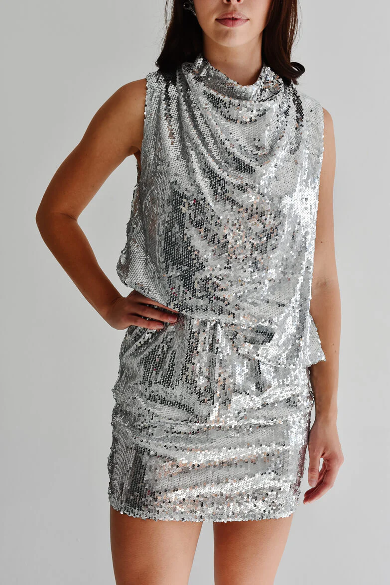 Rockstar Silver Sequin Mini Dress - FINAL SALE