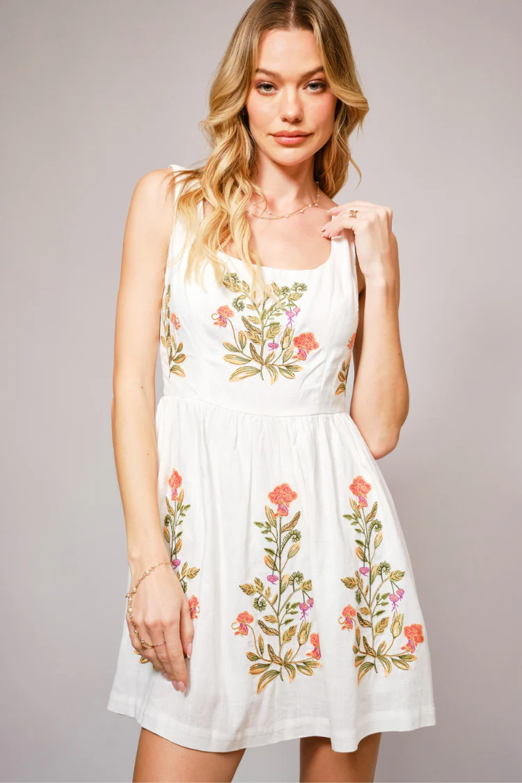 Alaria Embroidered Mini Dress