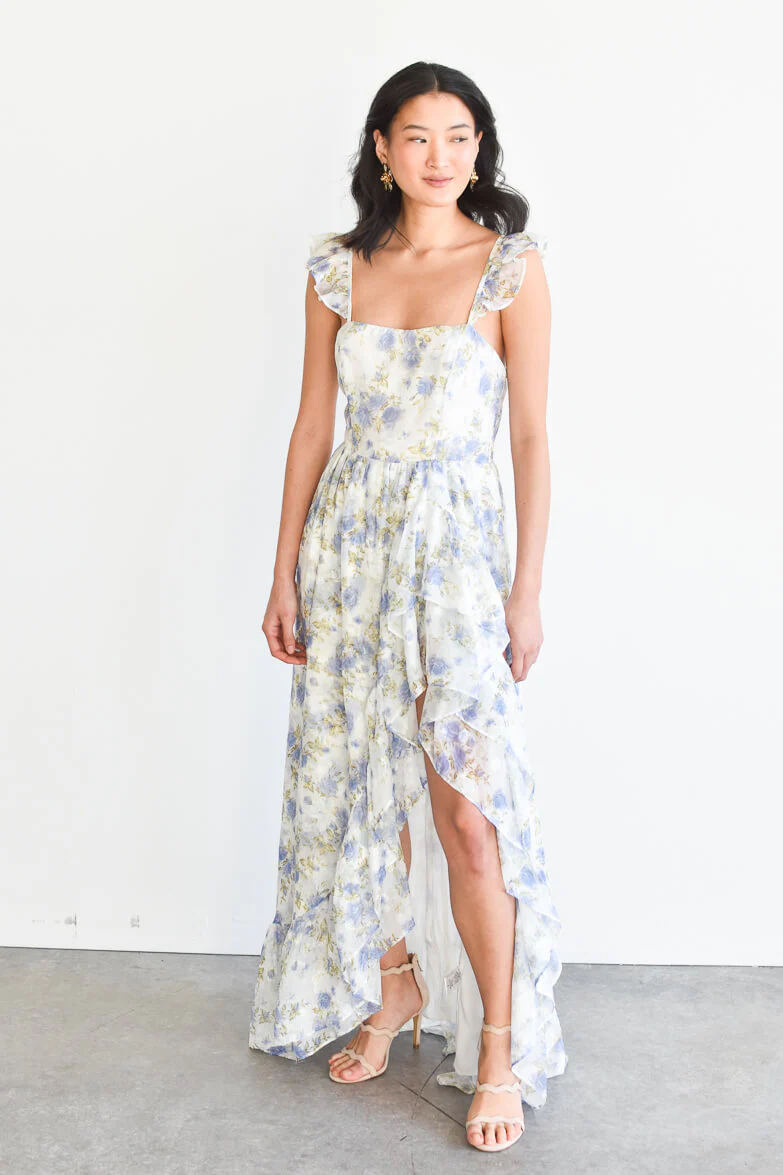 Victoria Blue Floral Maxi Dress - FINAL SALE