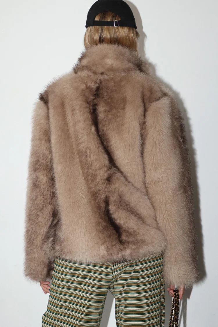 Faux Fur Collar Button Jacket