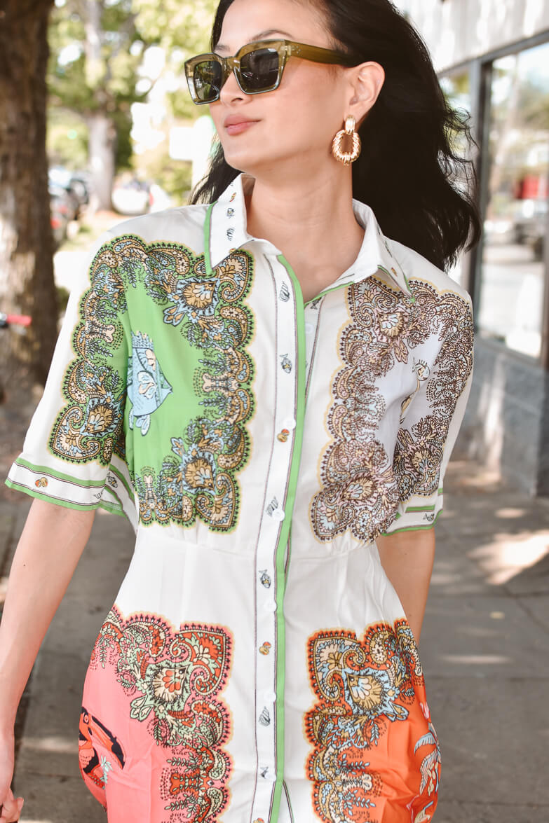 Porto Paisley Print Mini Dress